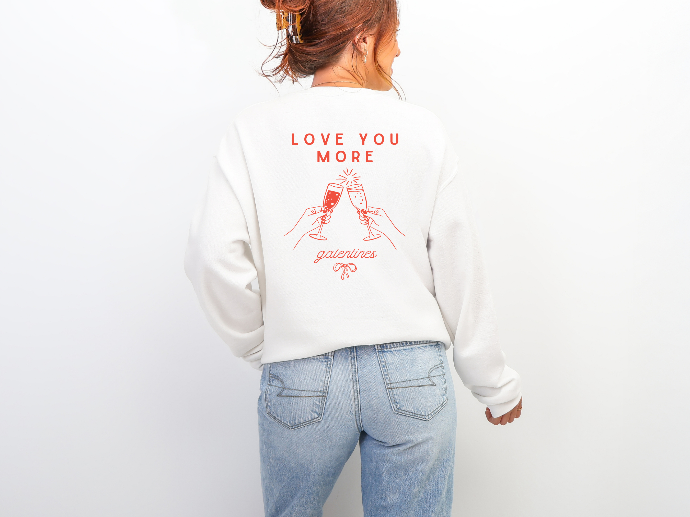 Valentines Galentines Crewneck | Love you more champagne cheers