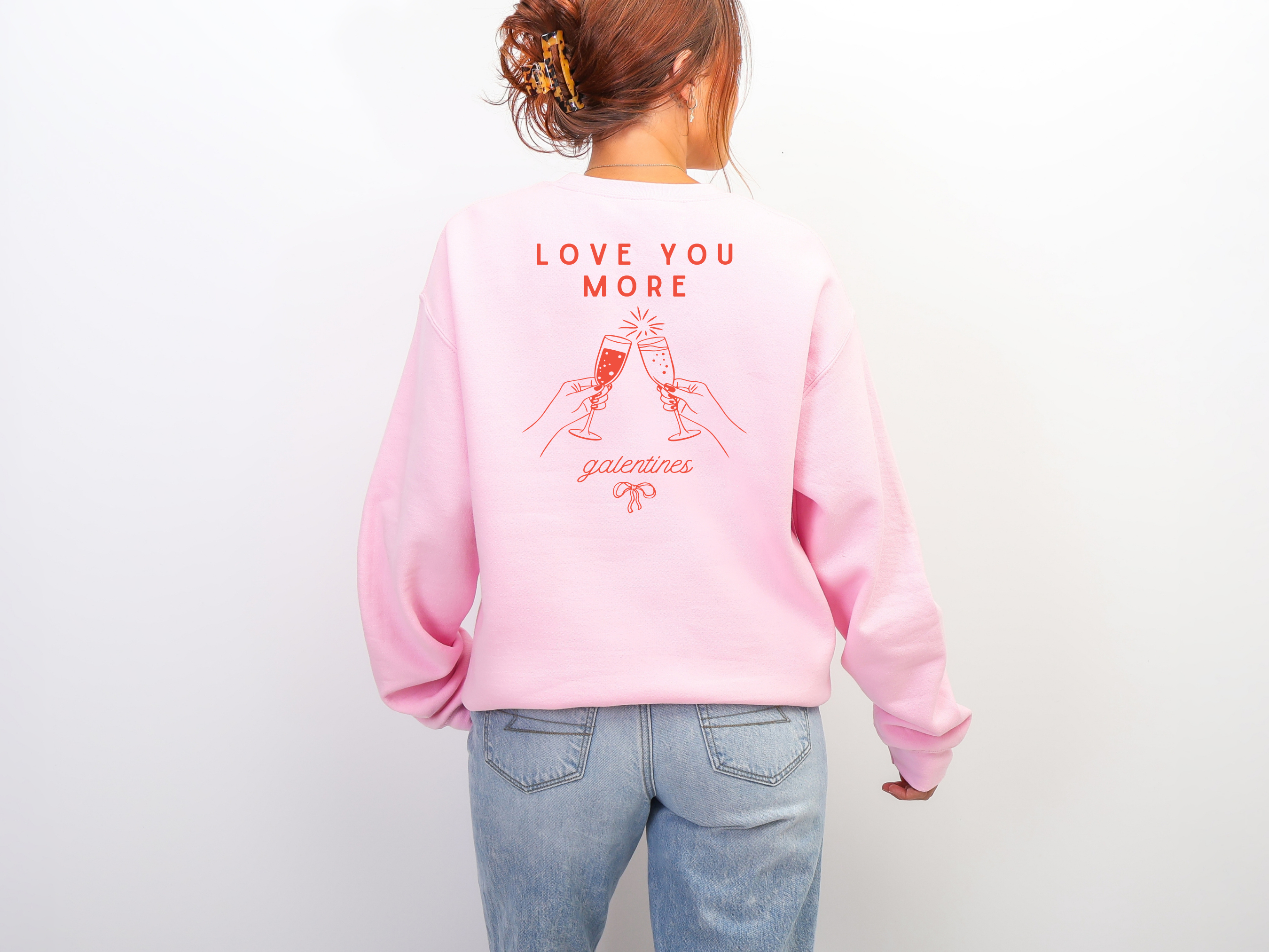Valentines Galentines Crewneck | Love you more champagne cheers