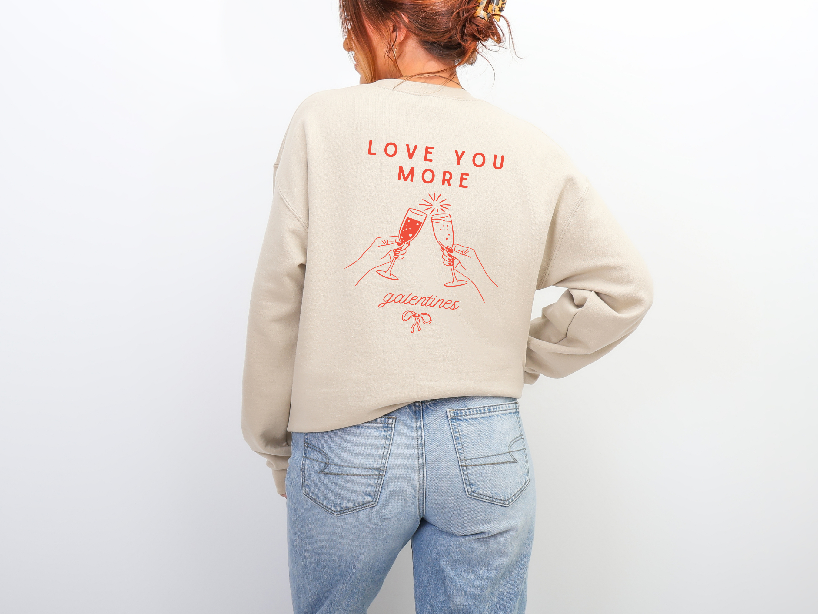 Valentines Galentines Crewneck | Love you more champagne cheers