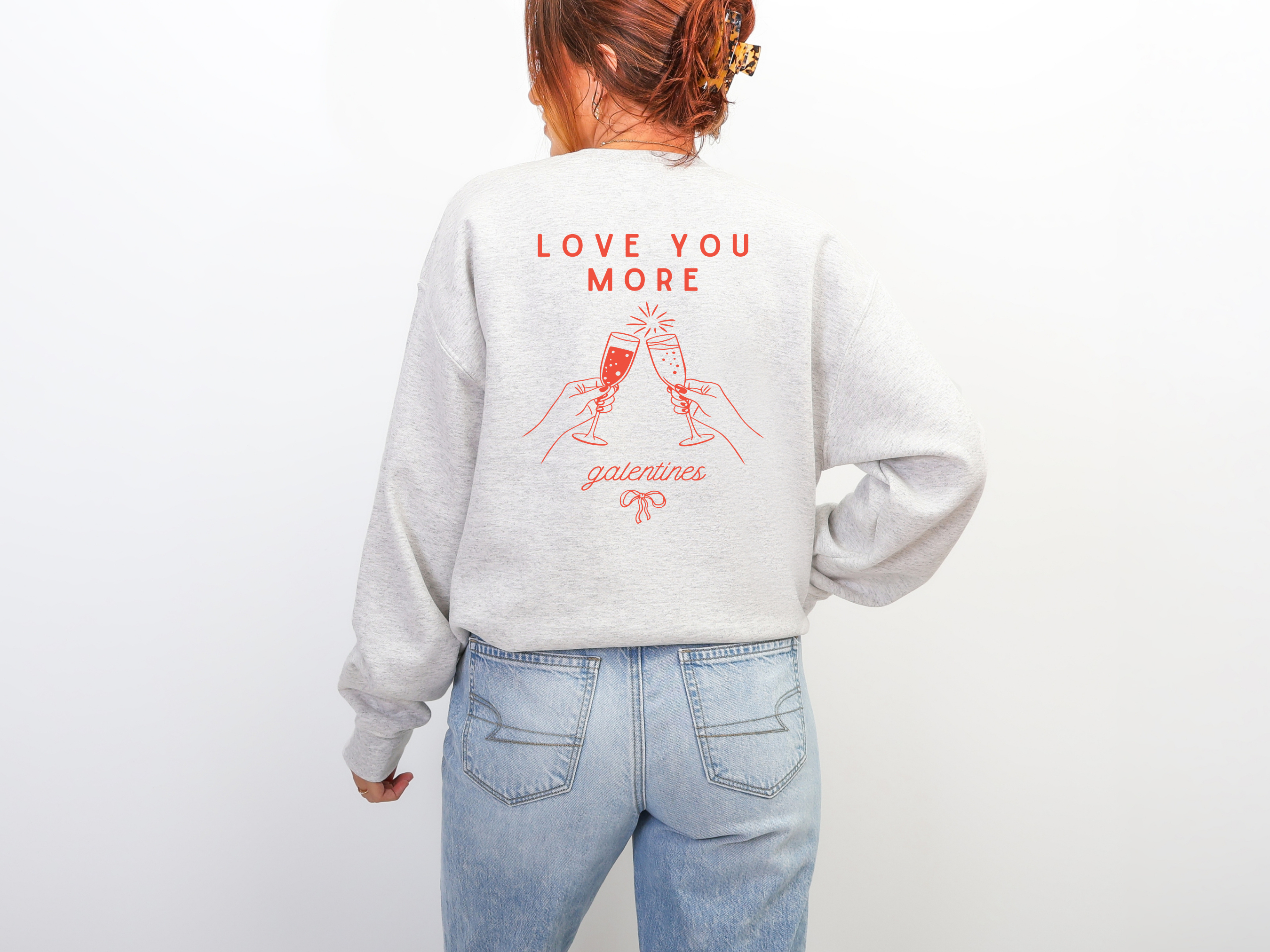 Valentines Galentines Crewneck | Love you more champagne cheers